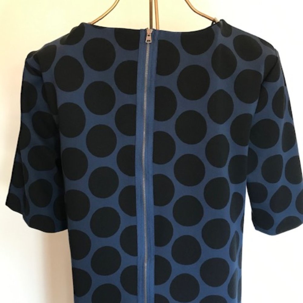 The GAP black and blue dot tunic dress, size 14, zipper back